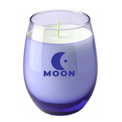 Laguna, 'Vanilla Cashmere' scented blue glass candle in Ebony black gift box